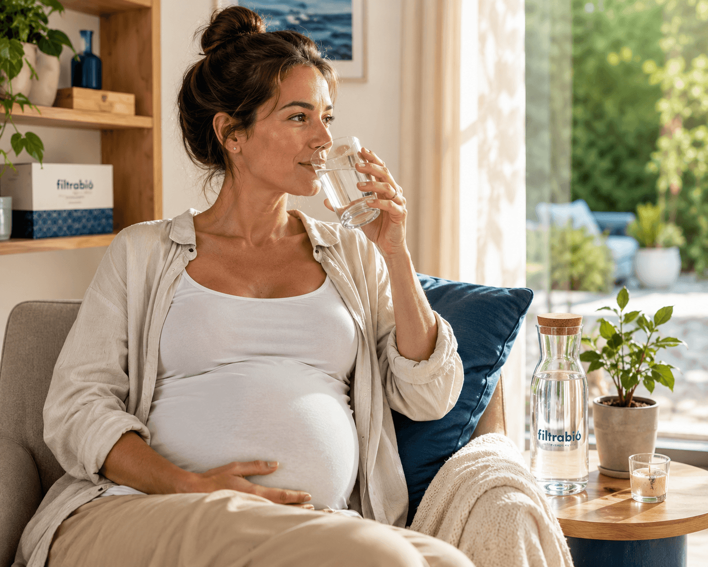 Femme enceinte qui s'hydrate