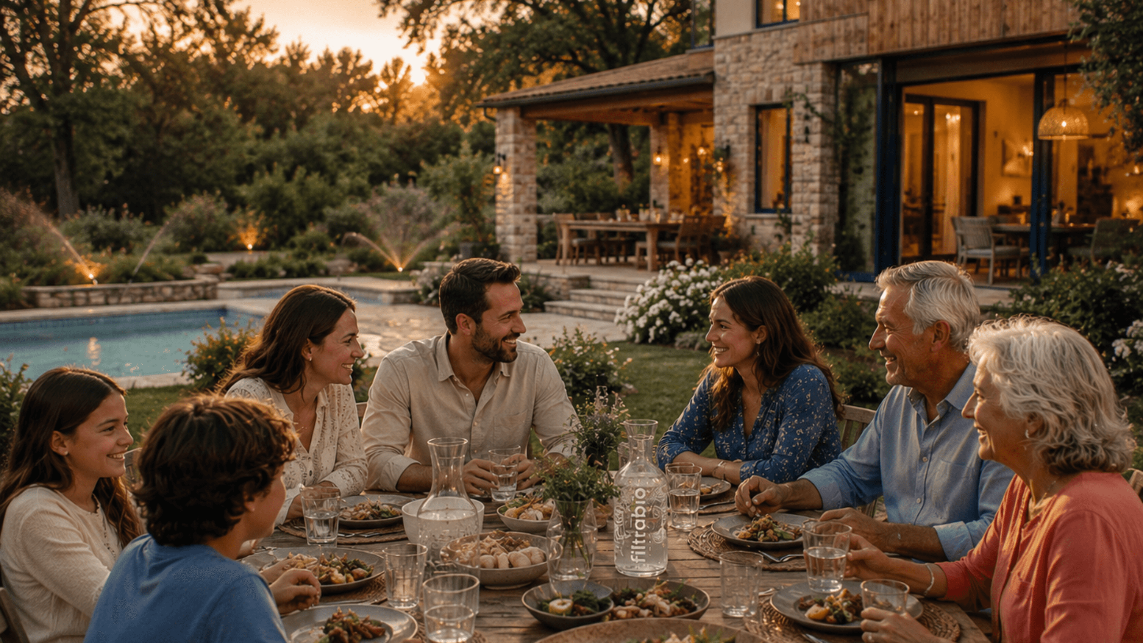 Maison familiale Filtrabio, vie de famille extérieure — shooting Filtrabio